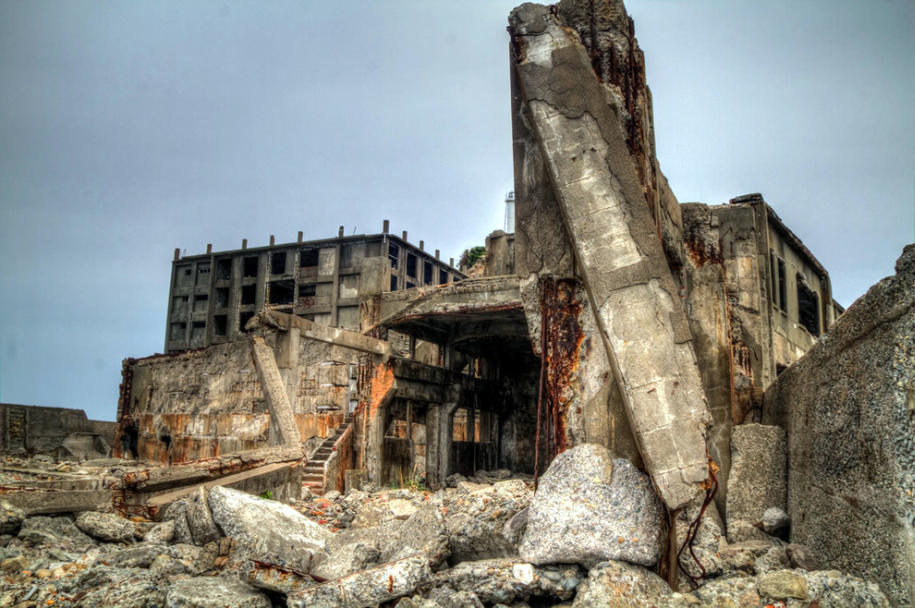 Hashima Island Destroyed by Bomb