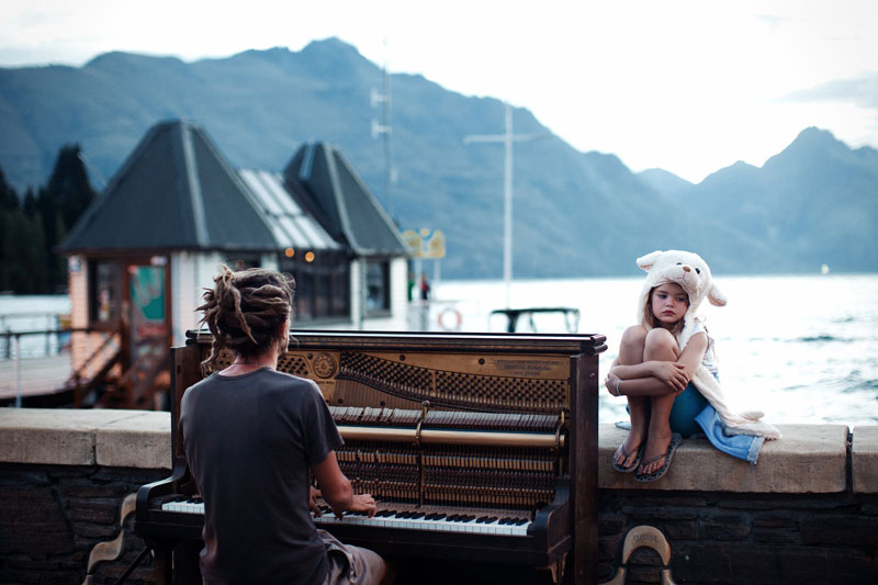 Piano play at sunset